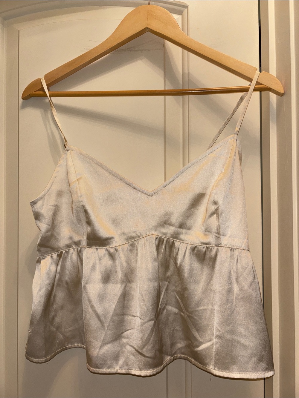 Silky White Satin Babydoll Tank Top - Hollister Women's tops